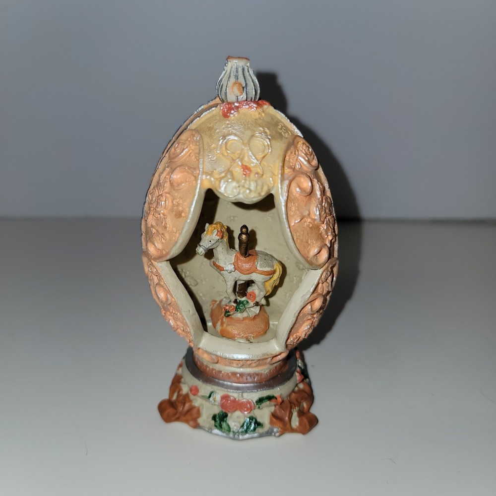 Vintage resin Carousel‎ Egg By K's Collection. 5" Tall Orange